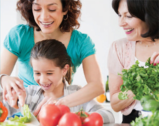 Family Cooking Veggies
